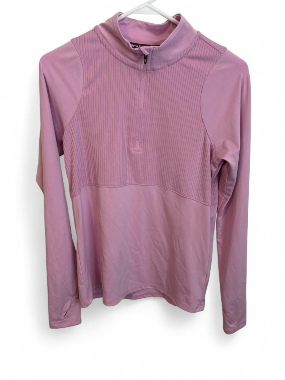 Hind Running Women's Size Medium Pink Quarter Zip Pullover Long Sleeve Thumbhole